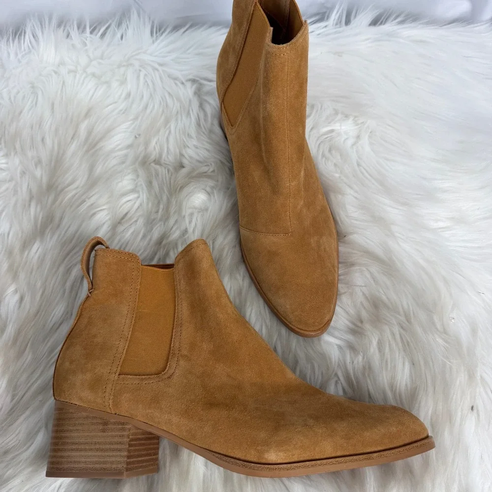 Rag & Bone Walker Camel Brown Suede Chelsea Ankle Boots Pointed Toe 41